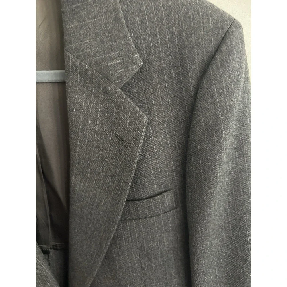 Vtg 70s men's Strathmore Wool Gray Pinstripe Tweed Blazer 40R 1/2 Lined USA